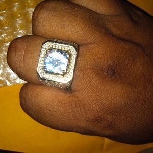 Men's Platinum over Stainless Steel Cubic Zirconia Ring Size 11